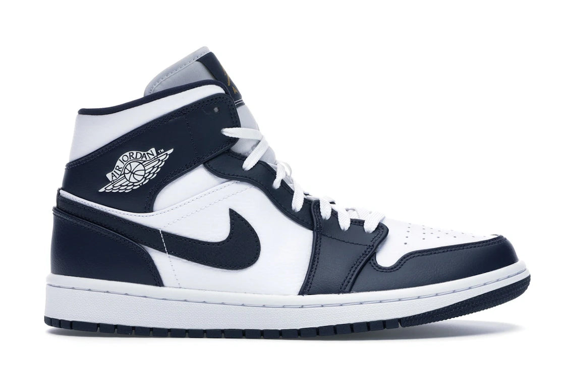 Jordan 1 Mid White Metallic Gold Obsidian - TrueSize