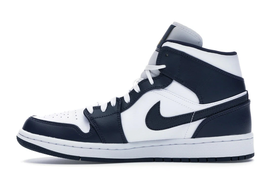 Jordan 1 Mid White Metallic Gold Obsidian - TrueSize